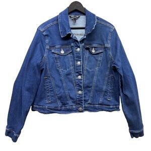 Baccini Classic Denim Jacket Blue Button Front Long Sleeve Size L Normcore
